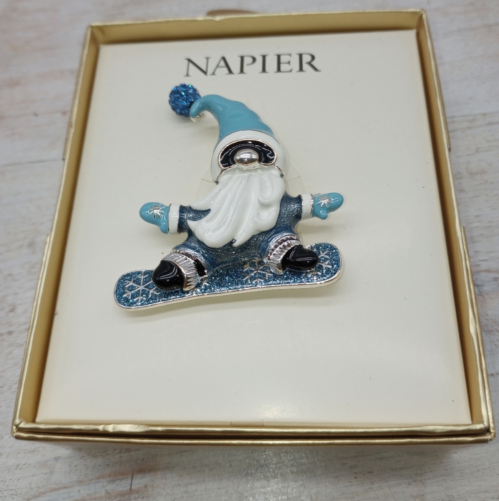 Napier Gnome On Snowboard Pin